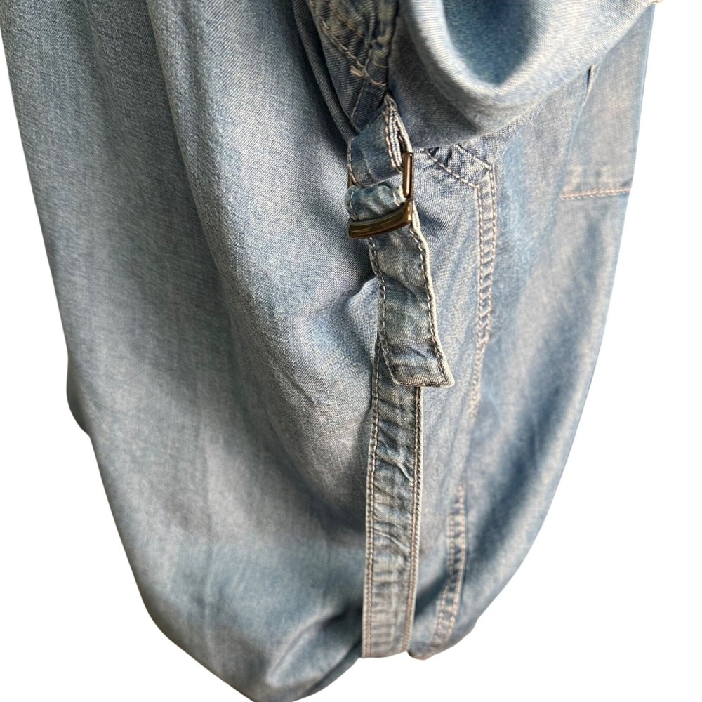 The Kooples Jeans Shirt Women S Blue Embroidered Bird Lyocell Snap Front Western - Picture 15 of 15